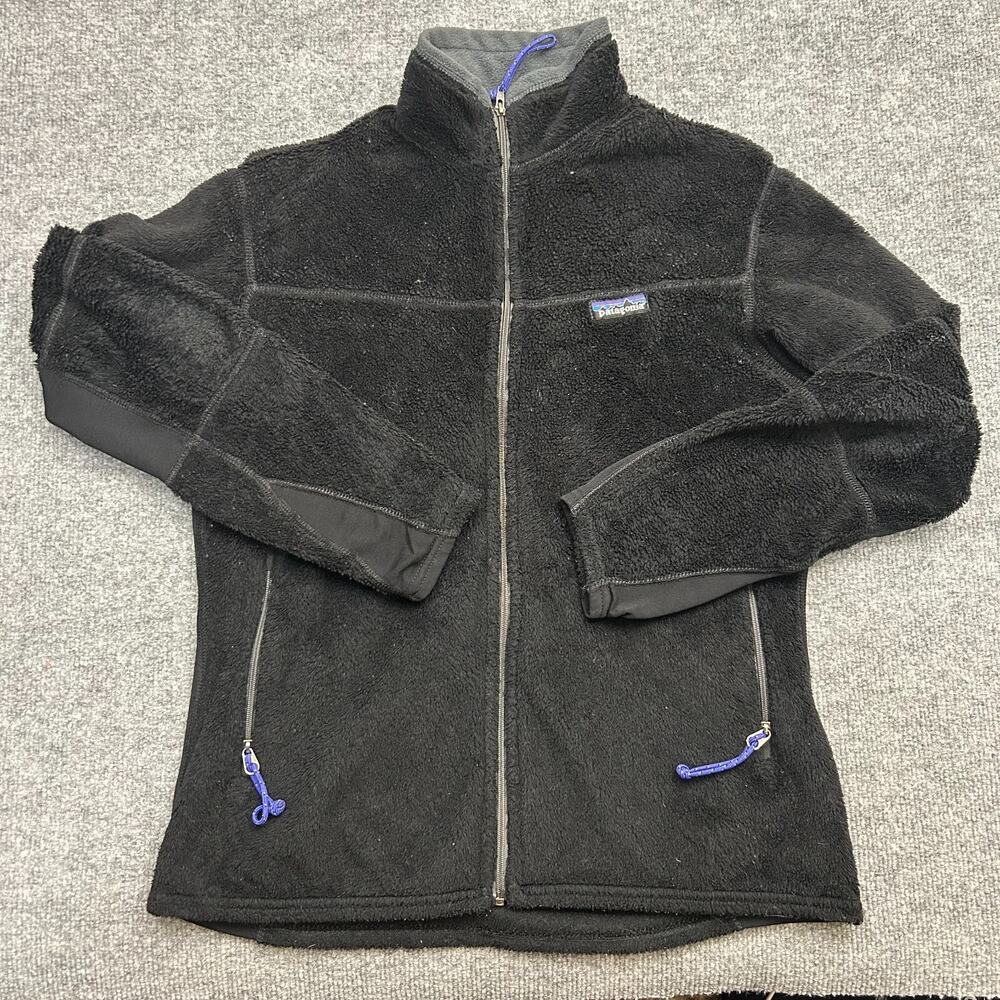 Patagonia R Polartec Fleece Jacket Women's M Black Full Zip USA Made VTG